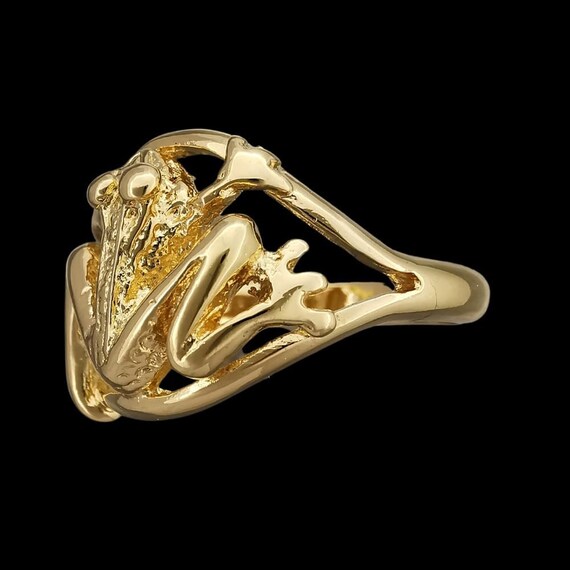 Bague Grenouille En Argent 925 Plaqué Or, Sertie D'aigue-marine - 14,64g, Taille 57