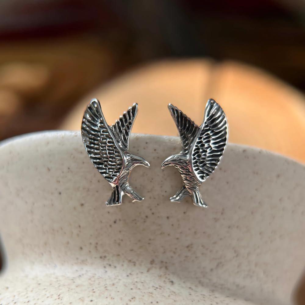 アクセサリー SILVER EAGLE
ASTATIC Sterling Silver Stud Eagle Earrings – Patriotic Symbol of