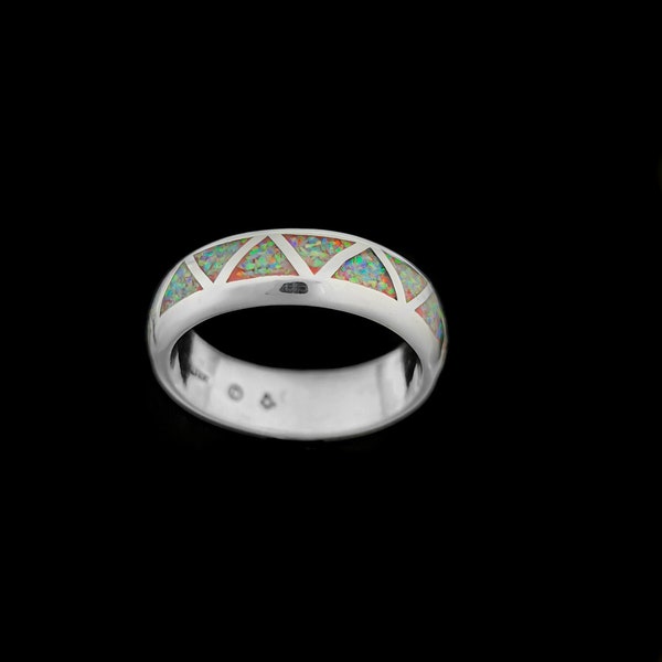 Navajo Pink Opal Ring • Vintage Design • 925 Sterling Silver • Native American Wedding Band