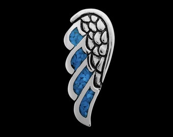 Pingente de Asa de Anjo em Prata Esterlina 925 com Turquesa