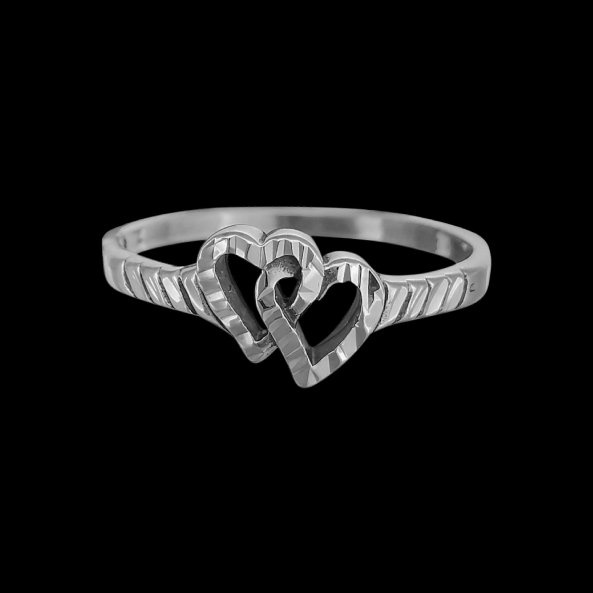 Sterling Silver Diamond Cut Interlocking Hearts Ring - Etsy