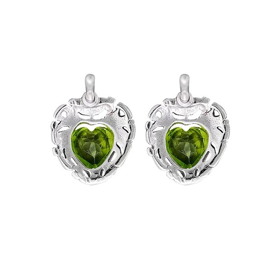 Orecchini Pendenti A Cuore In Argento 925 Con Peridoto Viola – Lunghezza 3,7 Cm – Anallergici