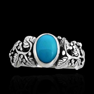 Band of Vines Ring, Blue Resin, Size: 6, Sterling Silver