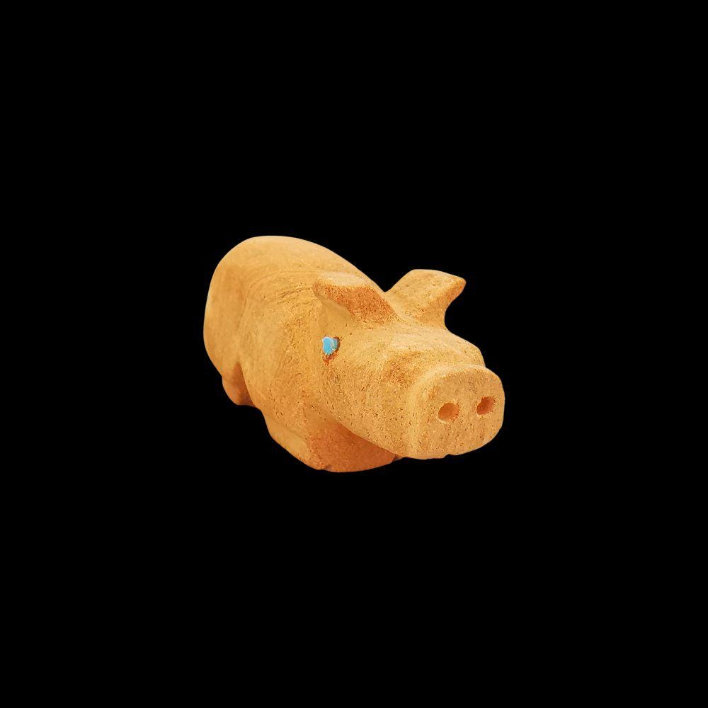 Zuni Sandstone Pig Fetish – Hand-carved by Brandon Phillips - Etsy