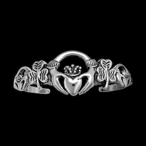 Claddagh Bracelet, 925 Sterling Silver Bracelet, Cuff Bracelet, Irish Bracelet, Ireland Bracelet, Love Bracelet, Promise Jewelry