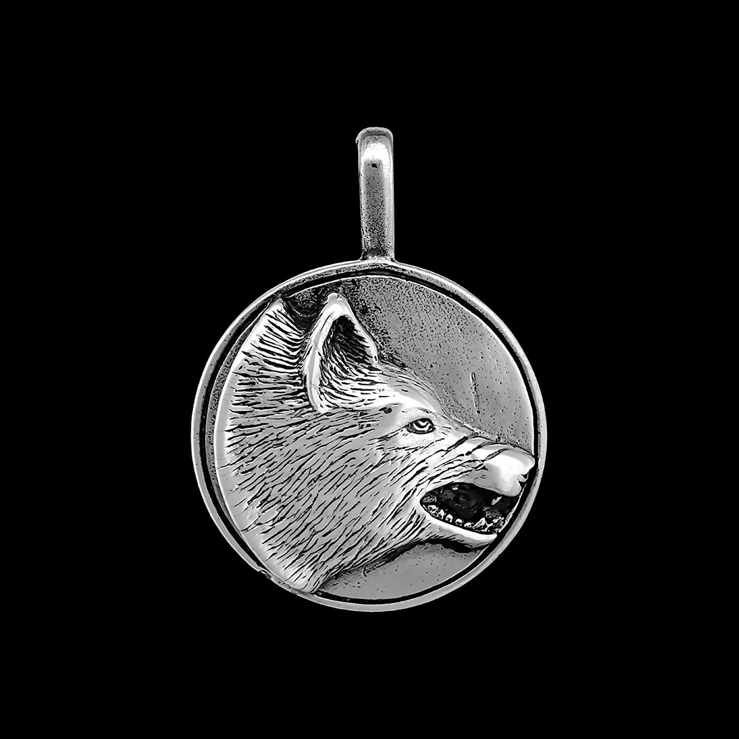 Wolf Pendant, 925 Sterling Silver Pendant, Engraved Wolf