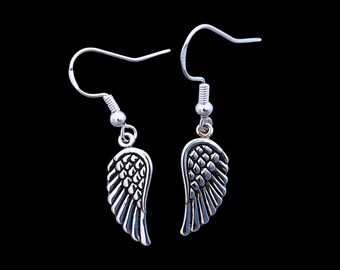 Sterling Silver Angel Wings Dangle Earrings