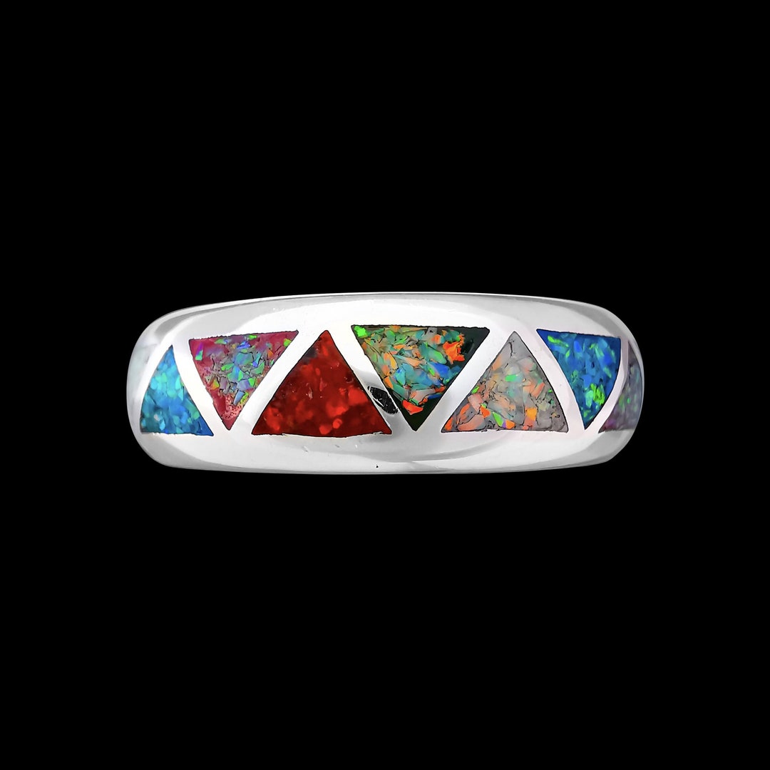 925 Sterling Silver Navajo Ring • Vintage Design • Opal Ring • Native ...