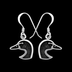 Navajo Handcrafted Duck Earrings • 925 Sterling Silver • Dangle Earrings • Pet Duck• Duck Hunting