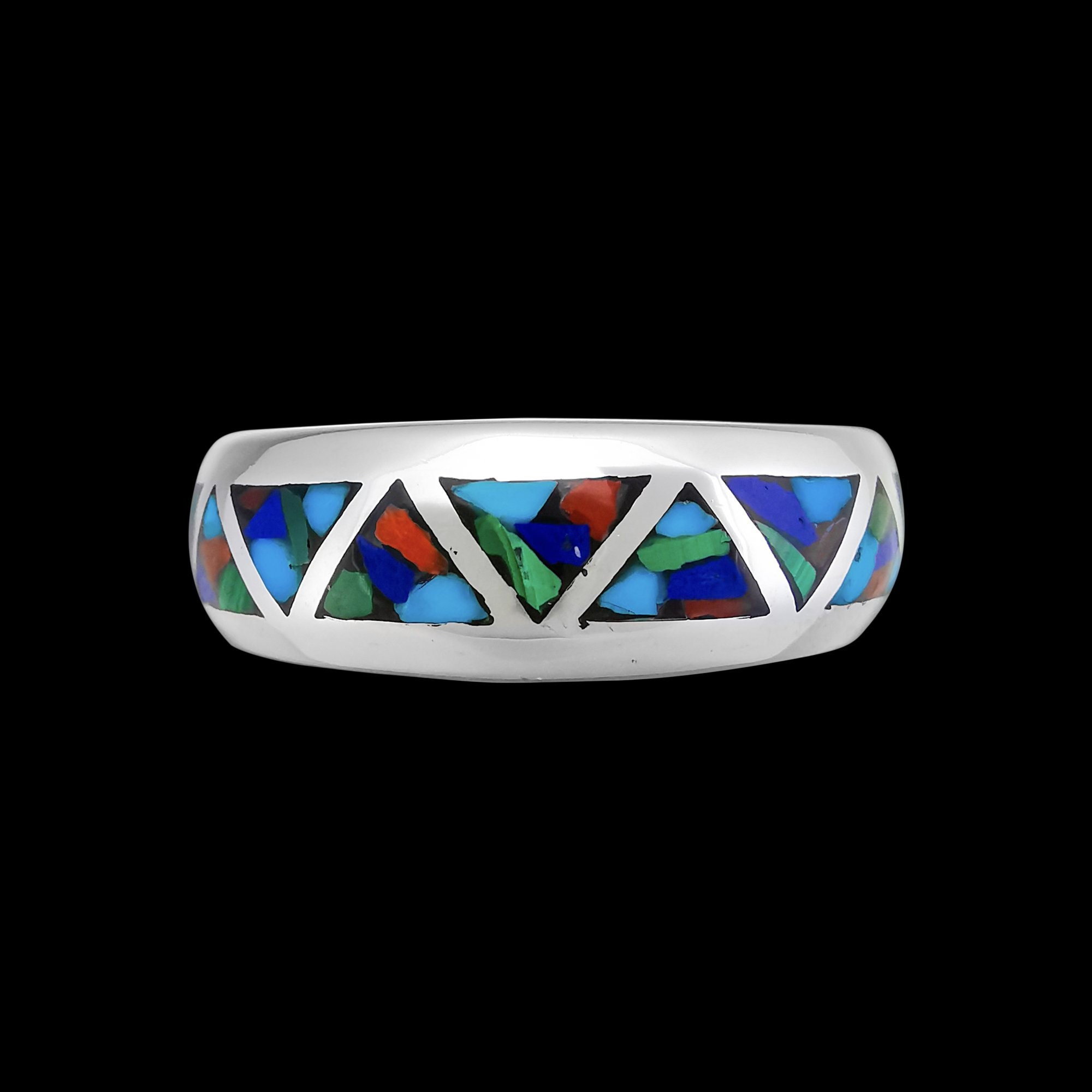 Native American Wedding Band • Navajo Mixed Gemstone Ring • 925 Native American Wedding Band • Navajo Mixed Gemstone Ring • 925