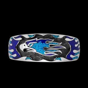 925 Sterling Silber Feuer Adler Manschette Armband mit Türkis und Lapis