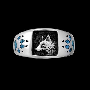 Handgjord Navajo-vargring • Vargkloring • 925 sterlingsilver • Ursprungssmycken