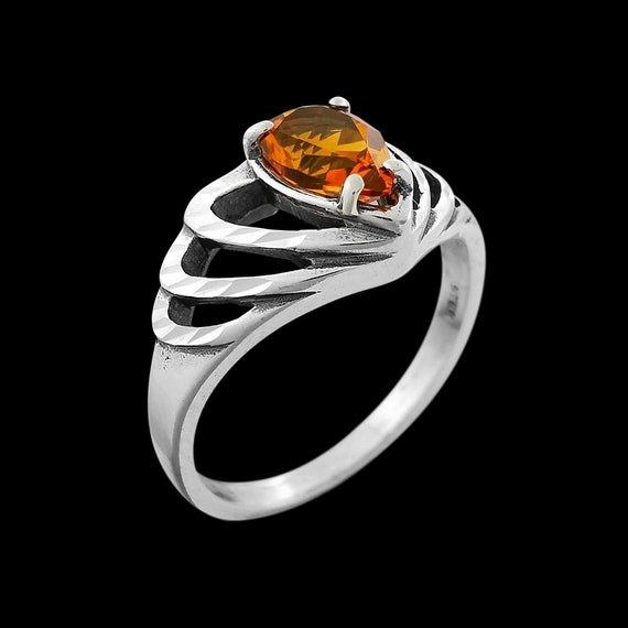 Noviembre El Anillo De La Promesa Anillo De Citrino De Plata De