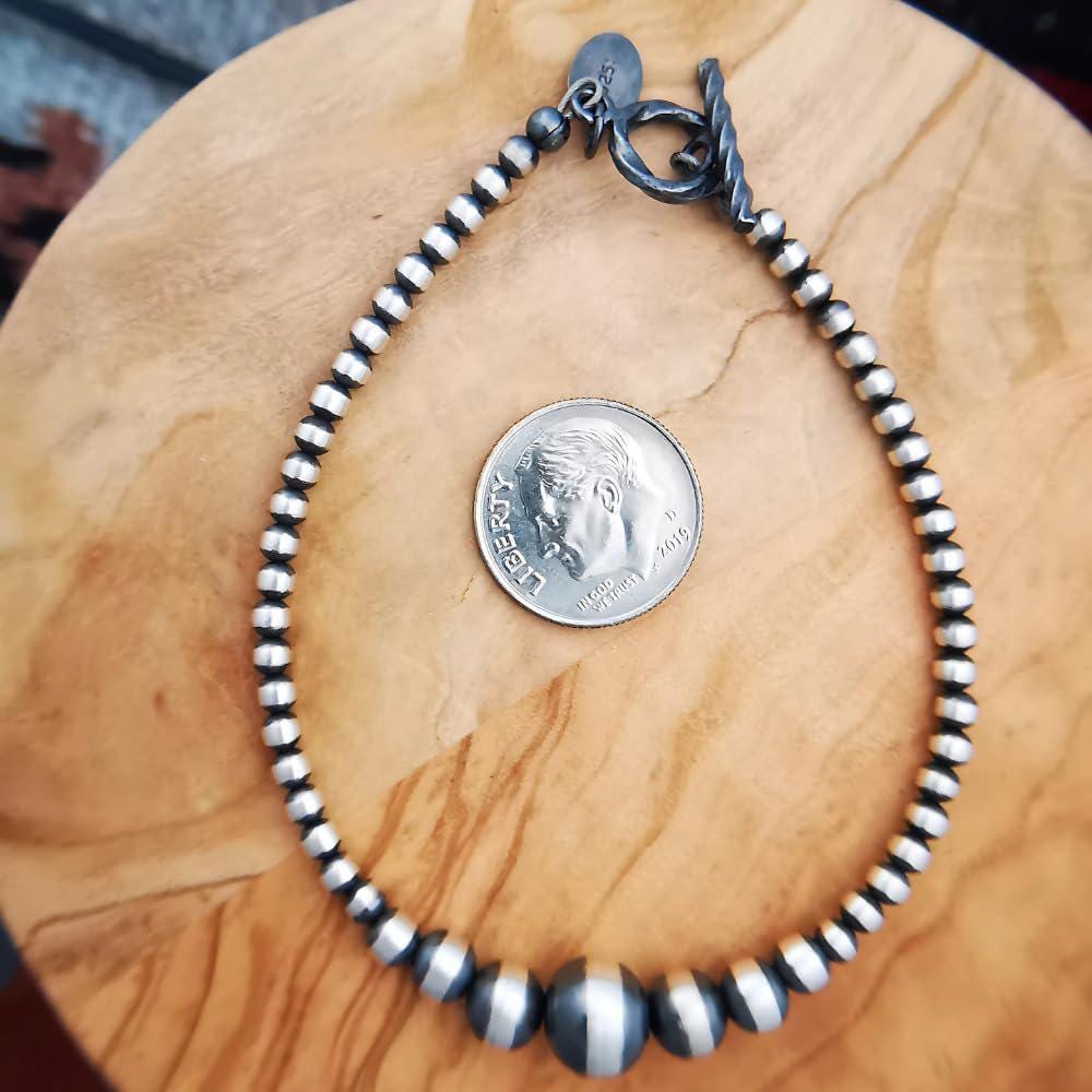Sterling Silver Navajo Pearl Bracelet With Toggle Clasp