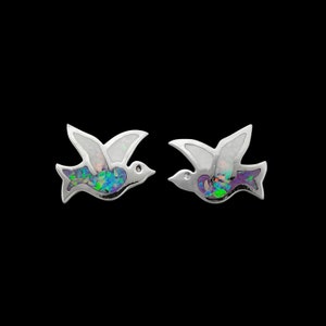 Purple Sterling Silver Bird Post Earrings Purple Sterling Silver Bird Post Earrings