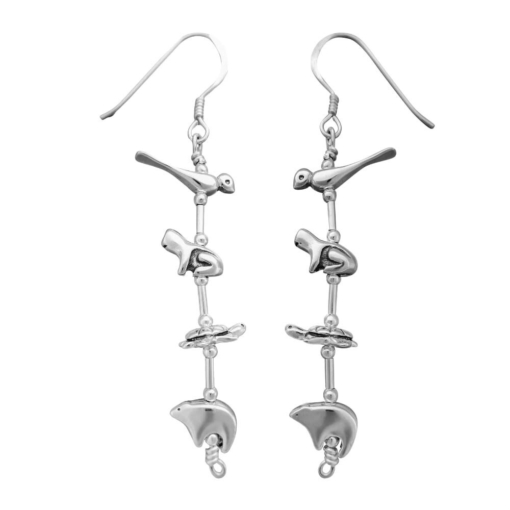 アクセサリー Animal Fetish Pierced Earrings - Silver Sterling Silver Native American Small Animal Fetish Earrings