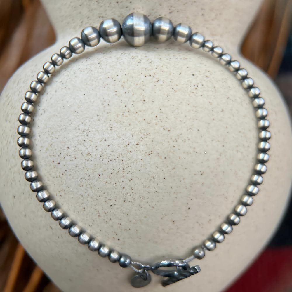 Sterling Silver Navajo Pearl Bracelet With Toggle Clasp