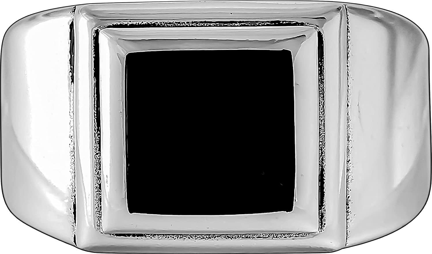 Size 11-925 Sterling Silver & Black Resin Double Frame Square Ring