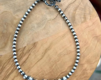 Sterling Silver Navajo Pearl Bracelet With Toggle Clasp