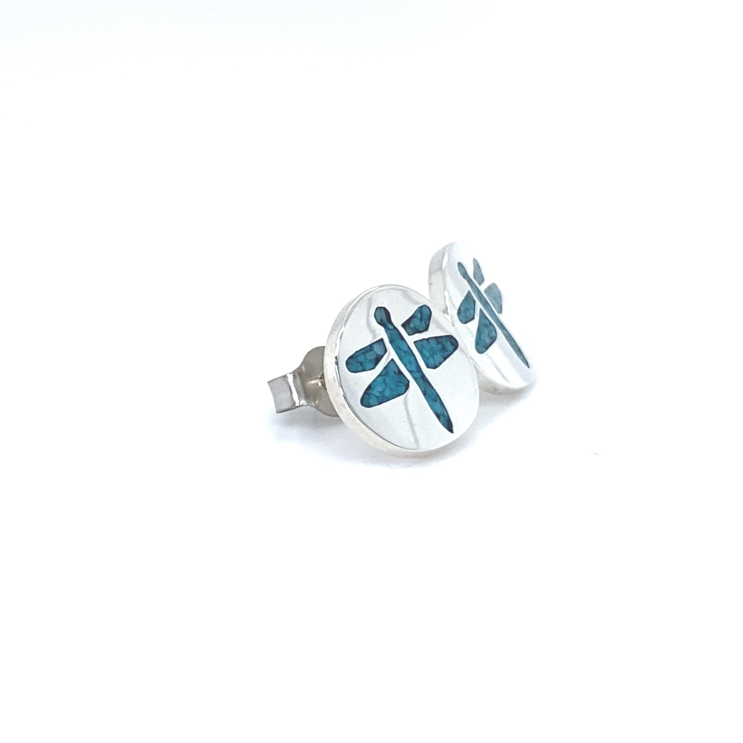 Orecchini a forma di libellula in argento sterling turchese a goccia d