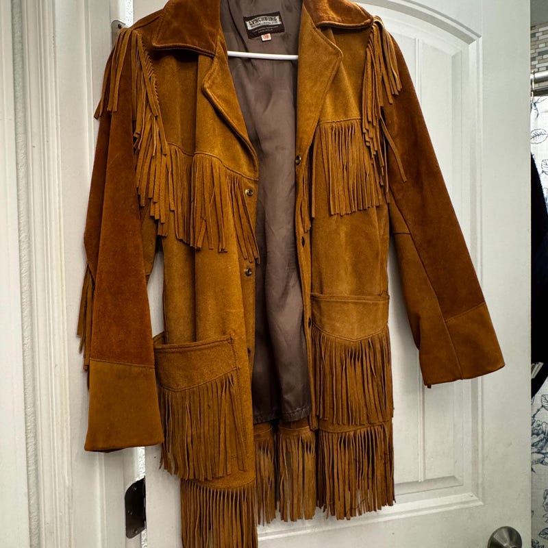 Fria Fringe Fur Coat in Taupe main image 1