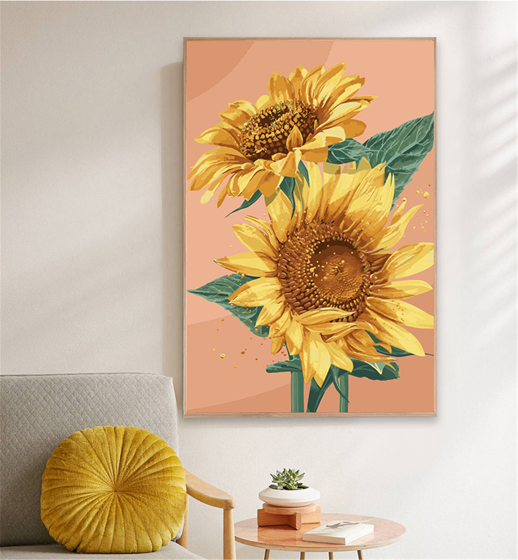 Sunflower Paint by Number Kit Flower Paint By Number Etsy