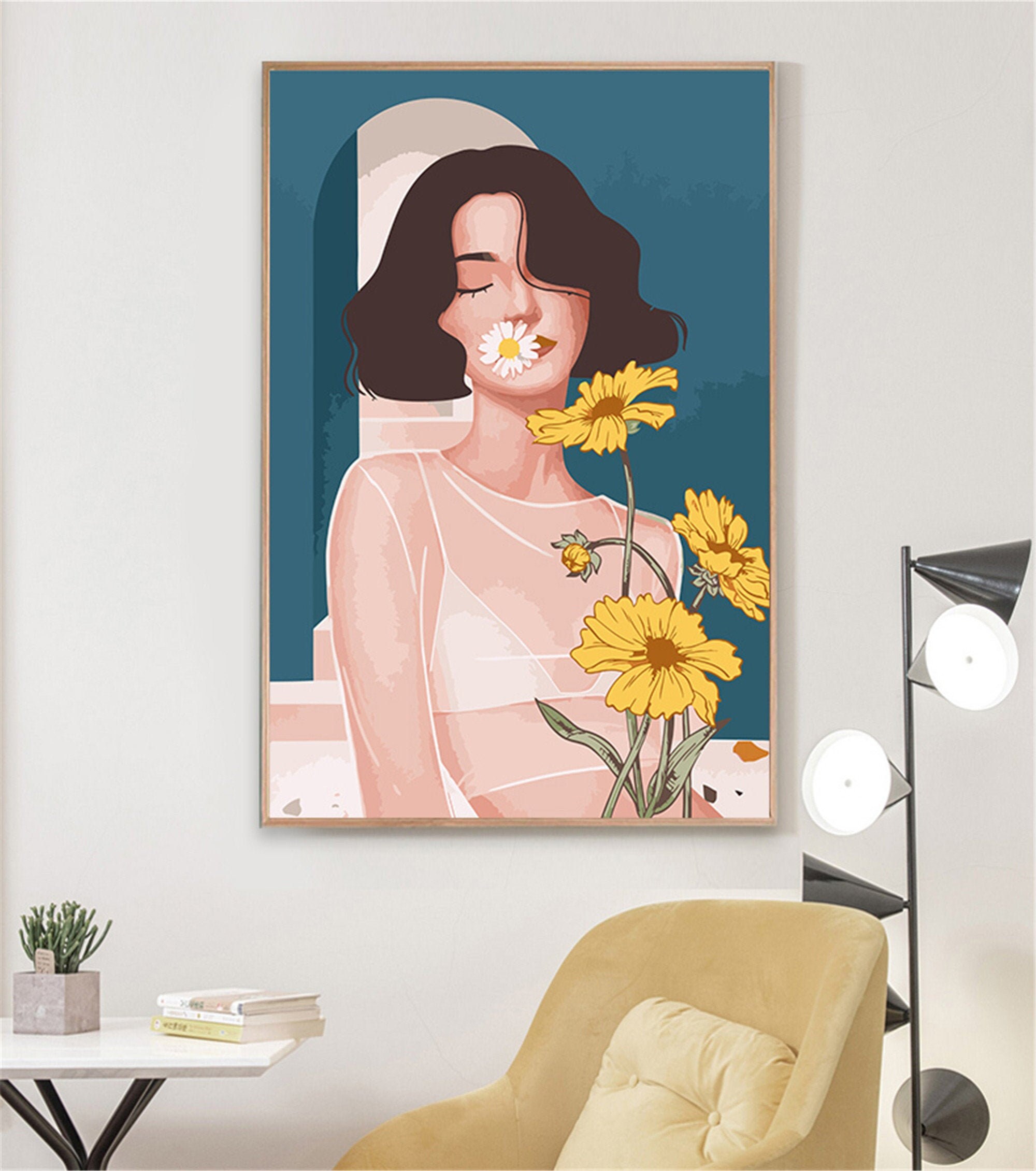 Modern Girl Paint by Number Kit Portrait Paint By Number Etsy