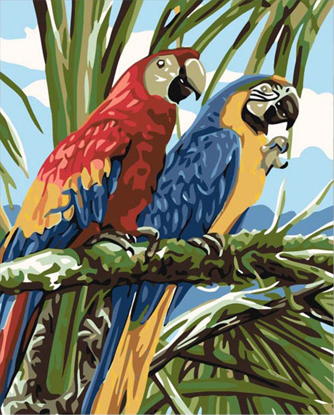 Pärchen Papageien Malen nach Zahlen KitLustige Vögel Malerei | Etsy