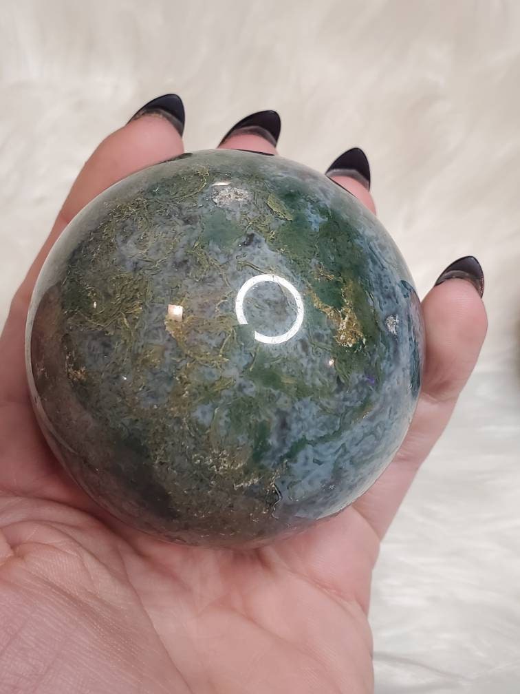 Amazing Moss Agate Spheres Red Blue And Purple Moss Agate Big | Etsy