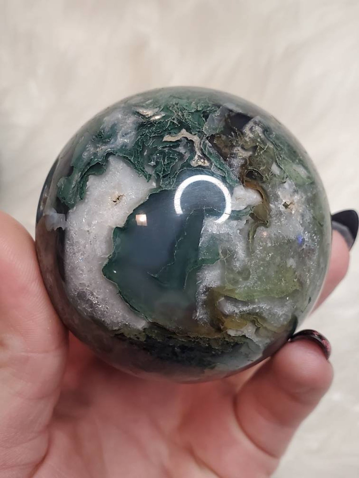 Amazing Moss Agate Spheres Red Blue And Purple Moss Agate Big | Etsy