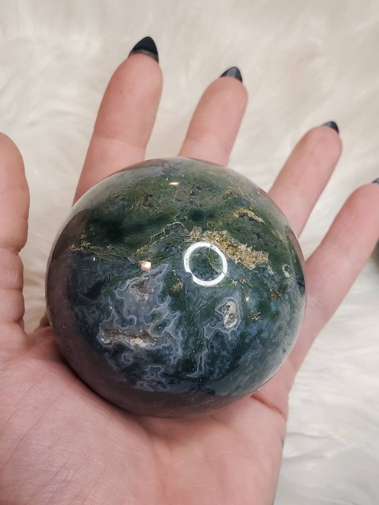 Amazing Moss Agate Spheres Red Blue And Purple Moss Agate Big | Etsy