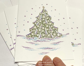 Juego de cinco (5) tarjetas navideñas en blanco con sobres tamaño A2