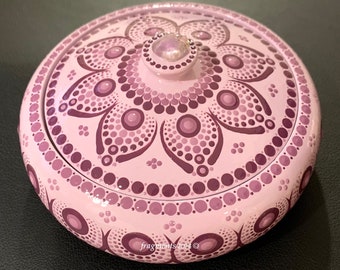 Large Pot With Lid Amethyst Hand Painted