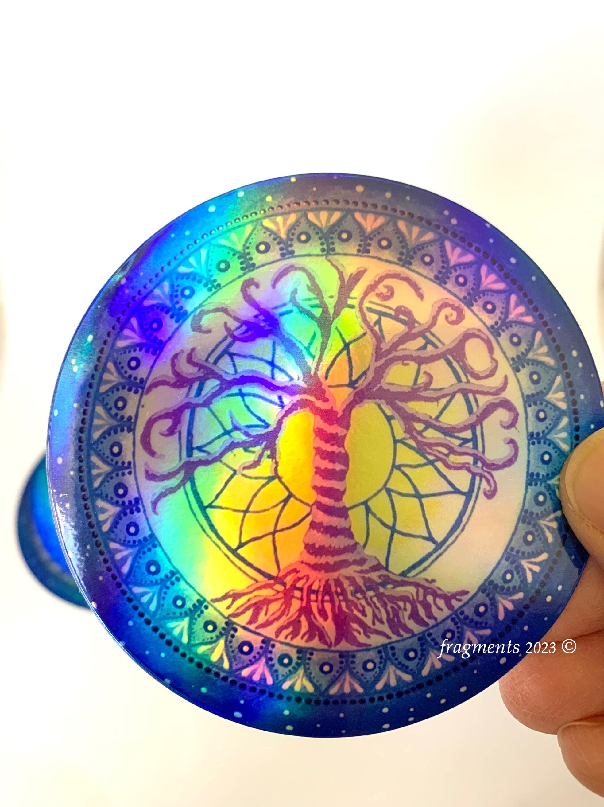 Holographic Vinyl Sticker Decal Waterproof Tree Of Life Mandala