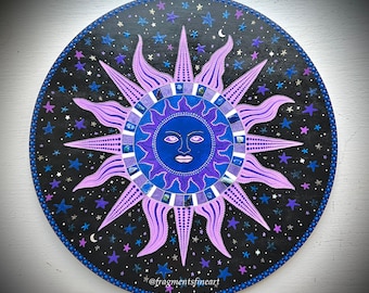 Mandala de madera pintado a mano de 16 pulgadas