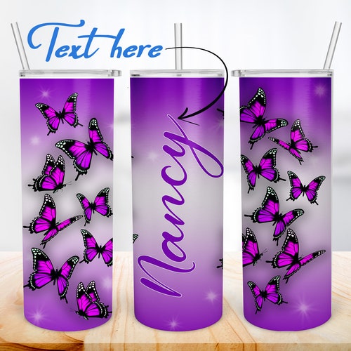 Purple Butterfly Tumbler Sublimation Designs. 20 Oz Skinny - Etsy