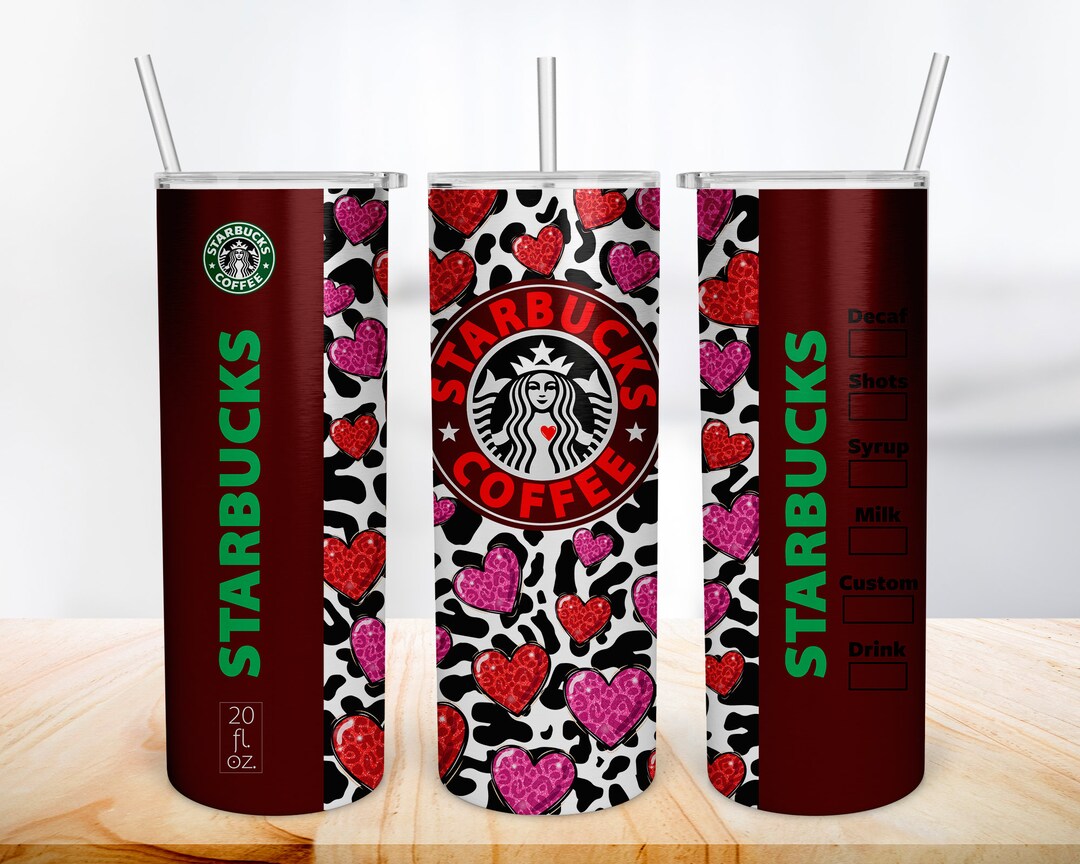 Starbucks Valentine 20oz Skinny Tumbler Sublimation Design Template