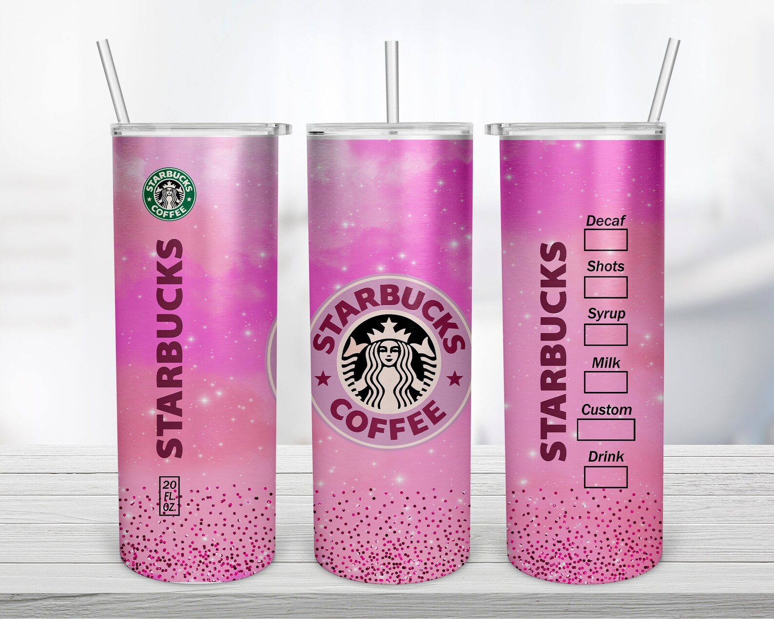 Starbucks Tumbler Sublimation Design Template Glitter 20 Oz Etsy