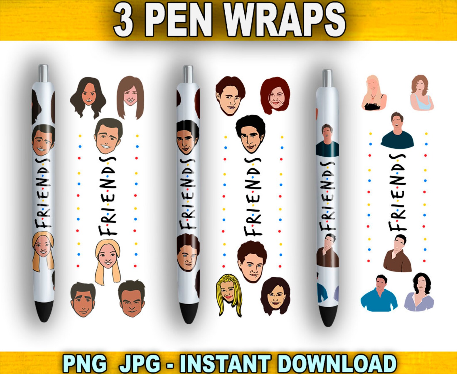 Pen Wrap Friends Png Friends Pen Wrap Pattern Pen Digital Etsy