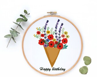 Floral cross stitch pattern , Counted cross stitch pattern, pdf cross stitch pattern#98