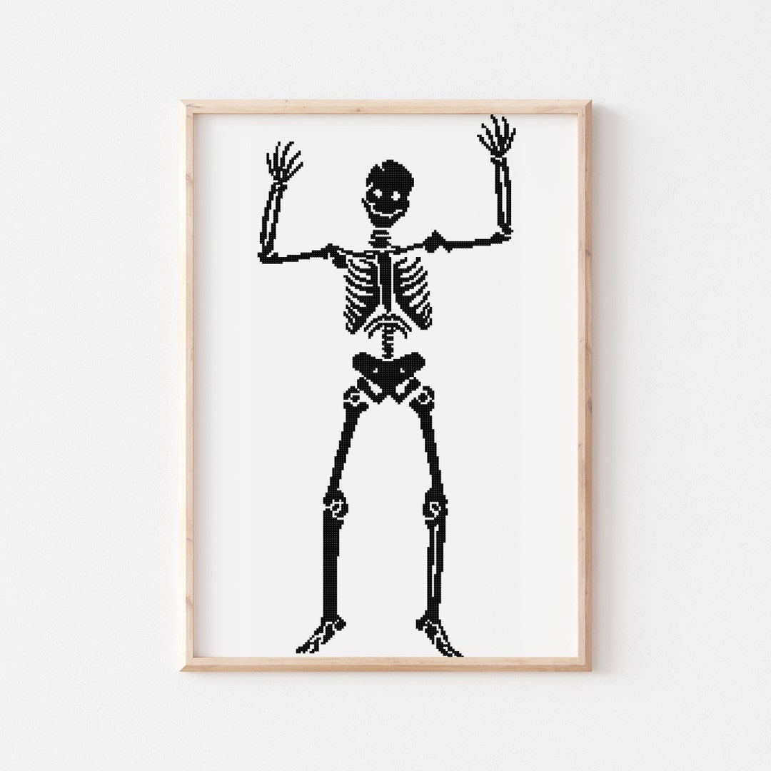 DIY Halloween Decor Skeleton Cross Stitch Pattern Modern Cross - Etsy