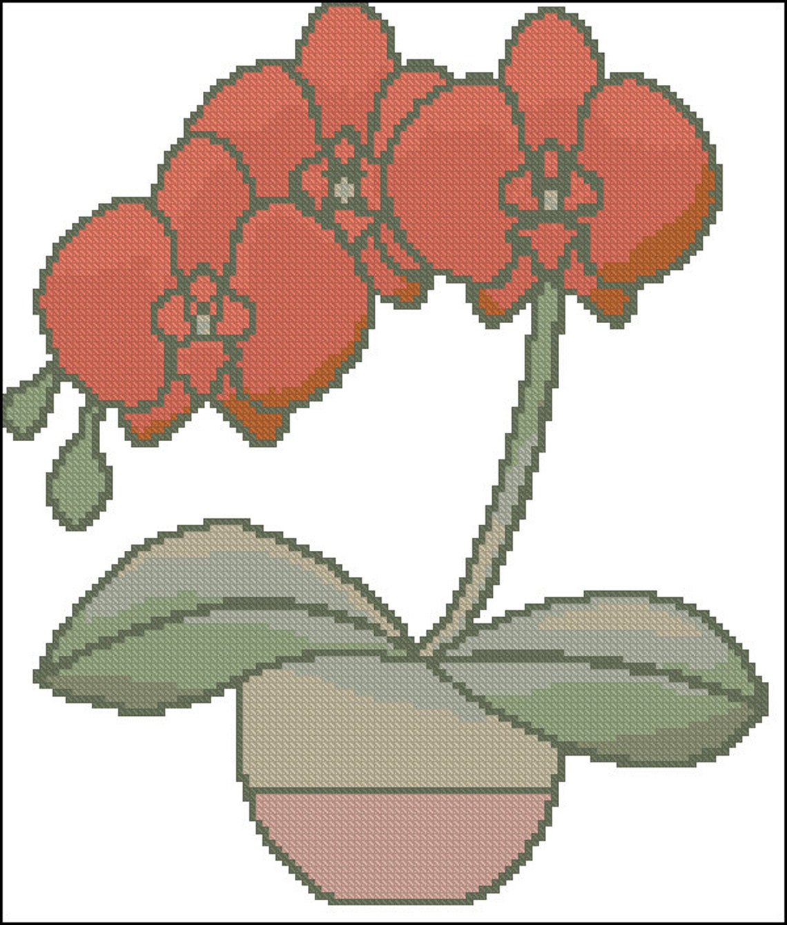 Flowers orchid cross stitch pattern Counted cross stitch | Etsy