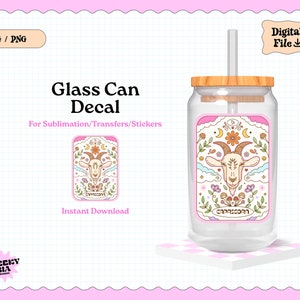 Sticker/sticker/label sterrenbeeld Steenbok | SVG-png-bestand | Retro | Groovy