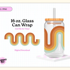 Retro Wavy Rainbow | SVG PNG | Glass Cup | Trendy | Mushies | Retro Y2K | Groovy design