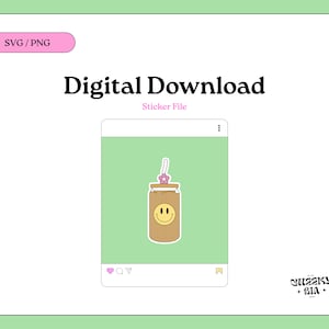 Coffee Cup Sticker SVG | PNG | Glass Cup | Trendy | Aesthetic | Digital Design | Sticker File