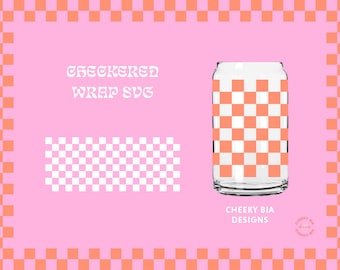Checker Cup Wrap SVG and PNG for 16 oz Libbey Can Glass