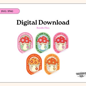 Mushroom Sticker Bundle File SVG PNG Bundle, Mushie Label, Sticker File, Digital Download, Sublimation PNG