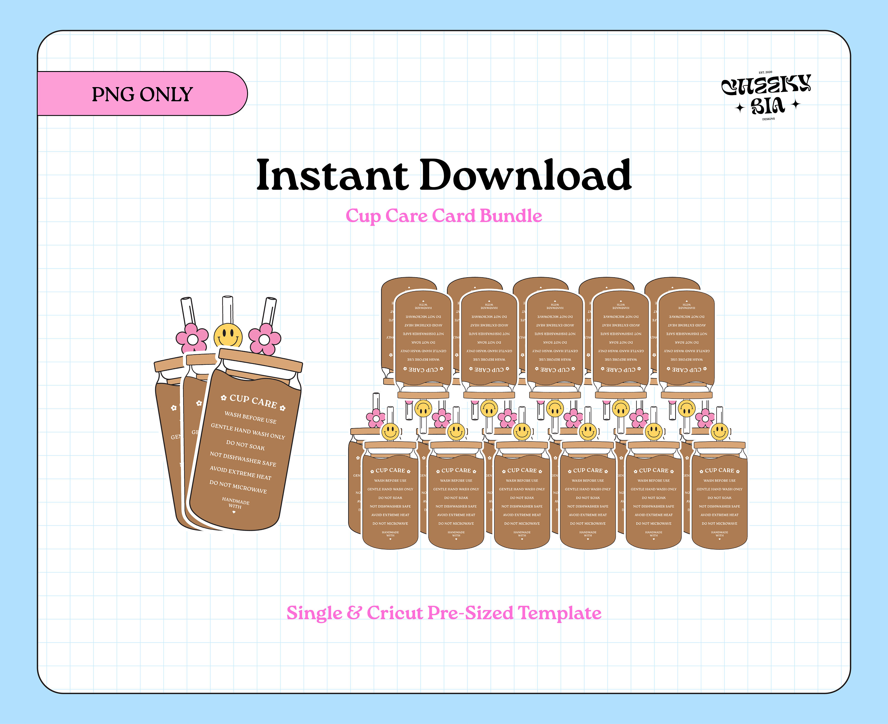 Verre Can Care Card BUNDLE, Can Glass Cup Care Card PNG, Cup Care Cards, Cup Care Instructions, Libbey Cup Care