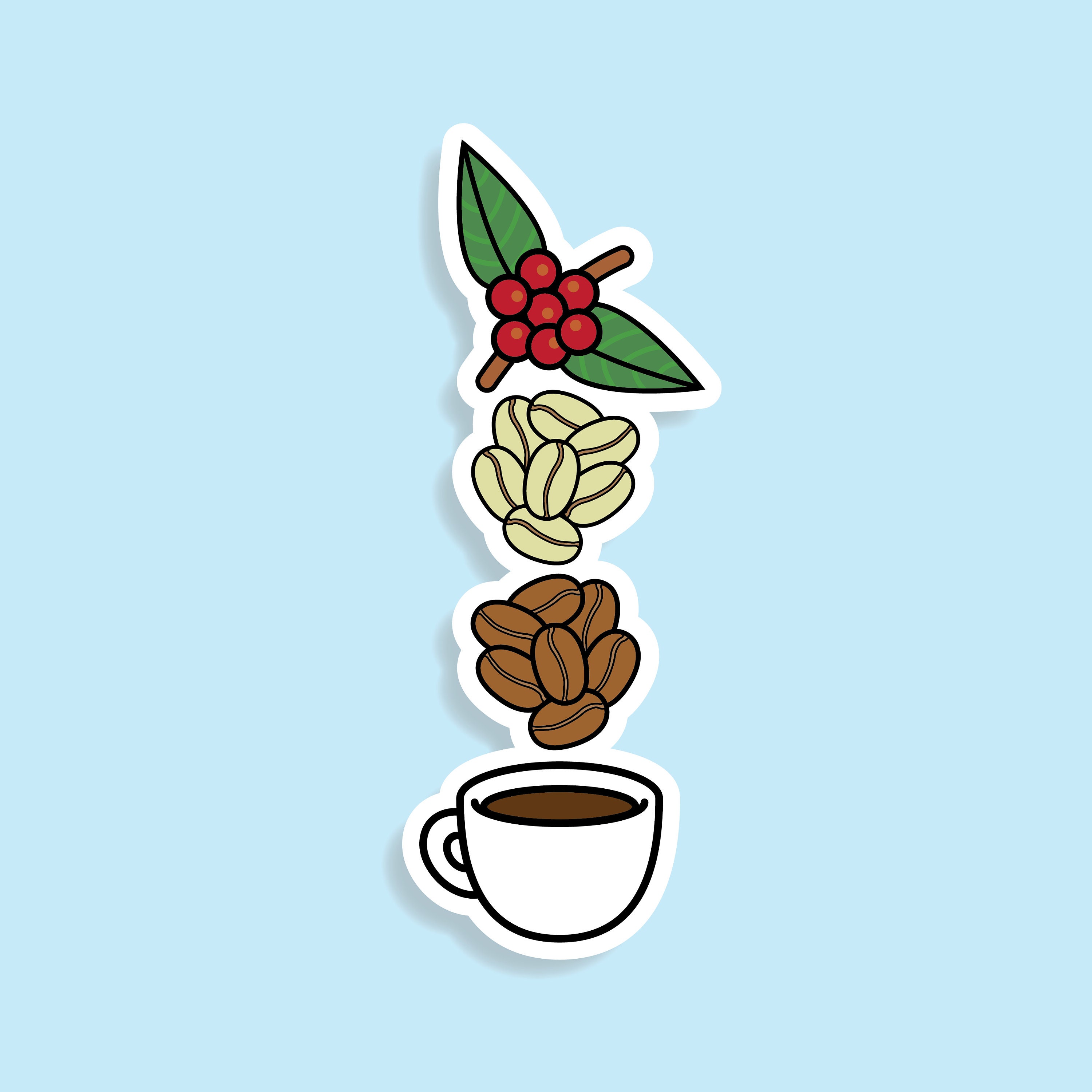 Coffee Flower Sticker Coffee Bean Art Cute Coffee Sticker Etsy