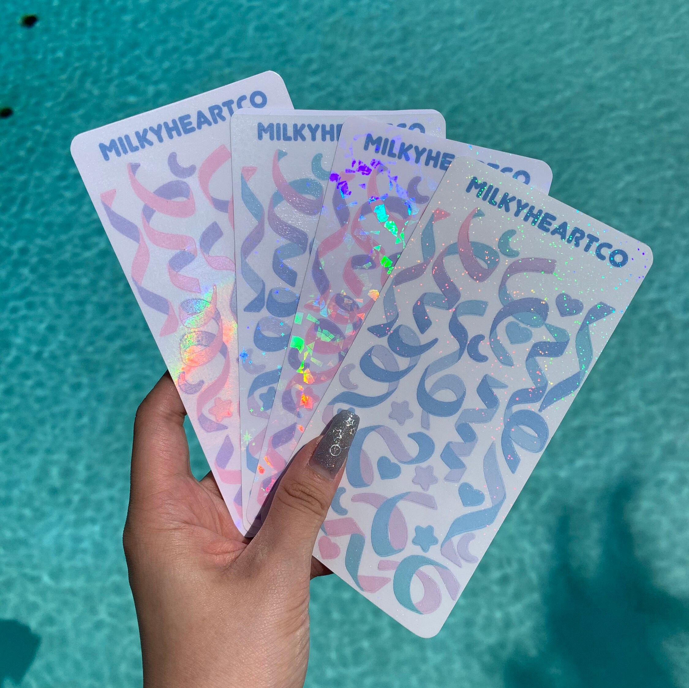 Holographic Korean Style Ribbon Confetti Stickers Etsy